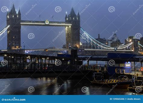 Tower Bridge and the River Thames Panoramic View. London at Night Stock ...