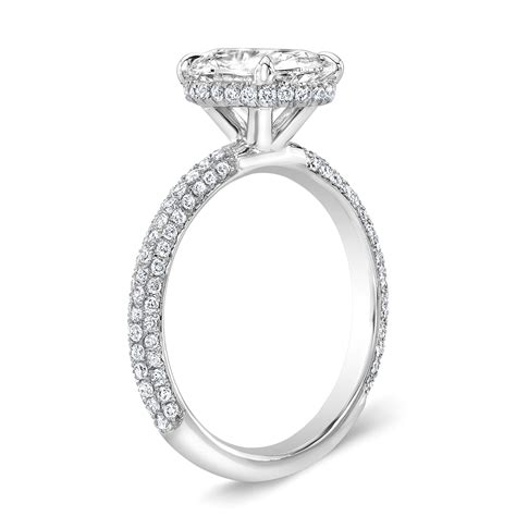 Ct Oval Cut Natural Diamond Natural Under Halo Row Micro Pave