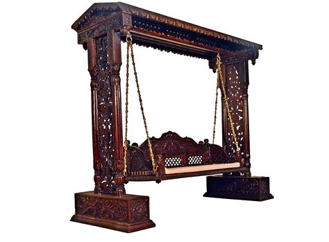 Jali Flower Design Wooden Carved Maharaja Swing Set Indoor Jhula