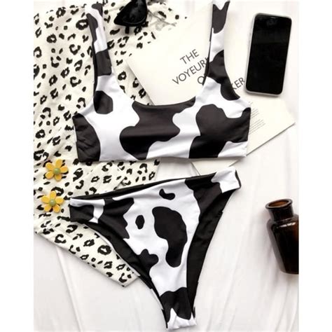 MAILLOT DE BAIN GNIM taille haute vache imprimer maillot de bain femmes Bikini Mujer été
