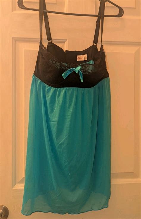 Torrid Babydoll Turquoise Black Lingerie Nightie Lace Gem