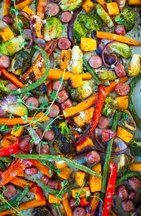 Sheet Pan Roasted Vegetables With Sausage