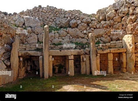 Ggantija Temples World Heritage site Xaghra Gozo 3 600BC to 2 500BC The Island of Malta Stock ...