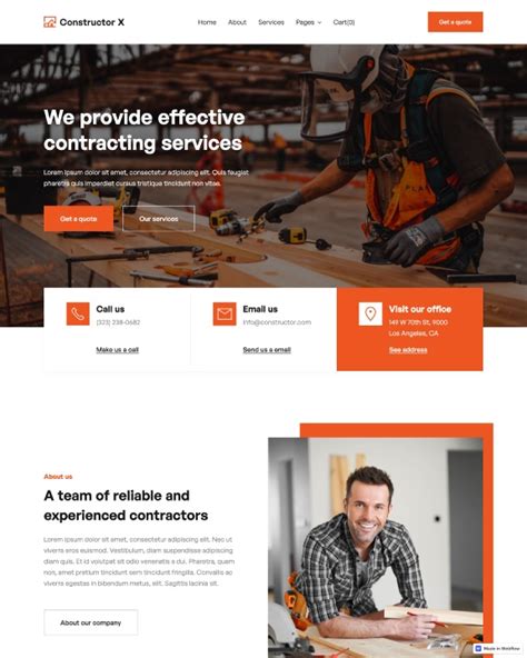 Construction Company Webflow Template Constructor X Flowradar