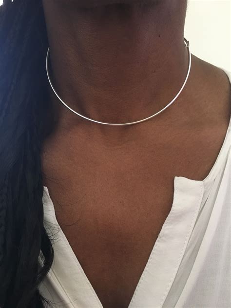 Silver Choker Necklace Sterling Silver Neck Ring Choker Etsy