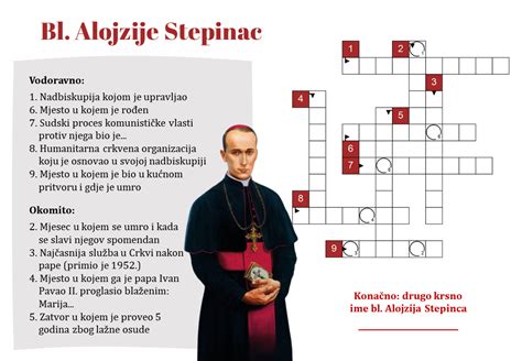 Blaženi Alojzije Stepinac križaljka VJERA I DJELA