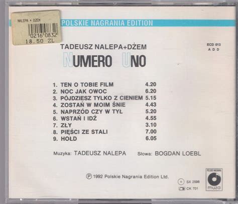 Tadeusz Nalepa Dzem Numero Uno Cd Polskie Nagrania Edition