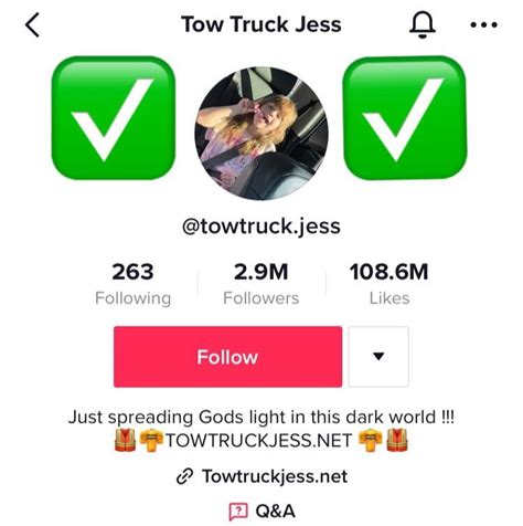 Jess Only Tik Tok Account Rtowtruckjessnark