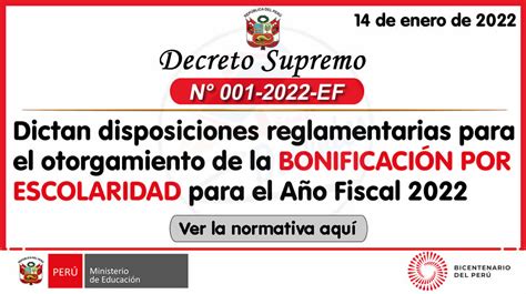 Bonificaci N Por Escolaridad Dictan Disposiciones Reglamentarias