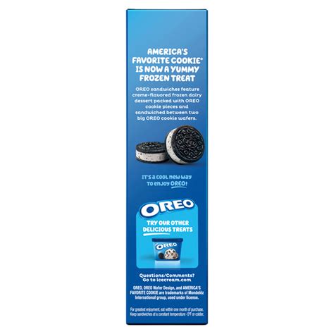 Buy Oreo Frozen Dairy Dessert Sandwiches 4 Count 16 Fl Oz Online In