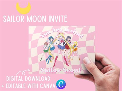 Sailor Moon Themed Invitation Birthday Invitation Magic Etsy