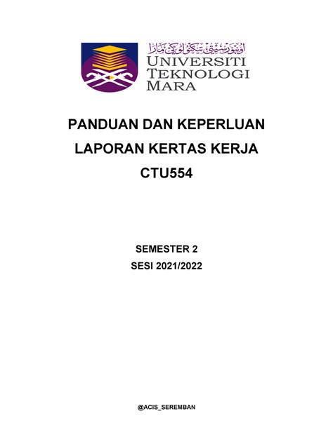 Guideline Umum Kertas Kerja Ctu Ctu Acis Seremban Panduan