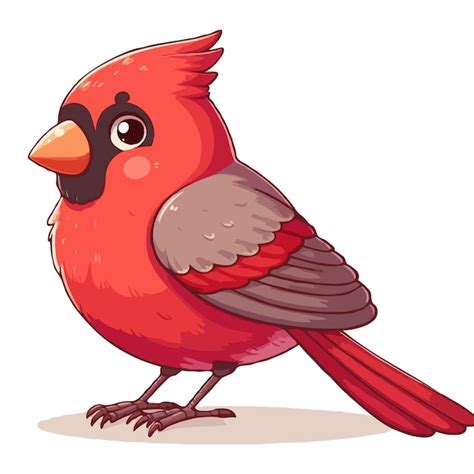 Vector Adorable Dibujos Animados Hermoso P Jaro Cardenal Aislado Sobre