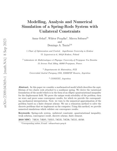 PDF Modelling Analysis And Numerical Simulation Of A Spring Rods