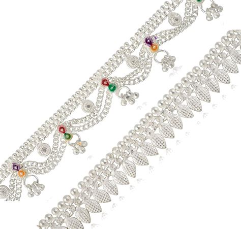 Pair Anklets Payal Indian Anklets Silver Paayal Payjeb Etsy