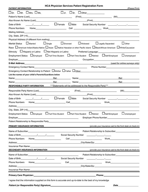 Patient Registration Form In Word And Pdf Formats