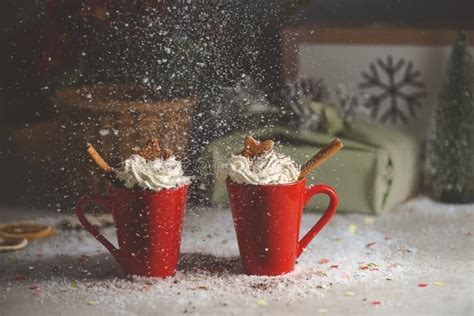 Hot Chocolate With Whipped Cream Stock Photo Image Of Stone Tray