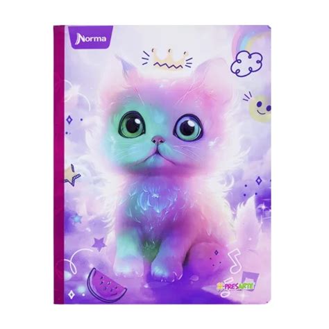 Cuaderno cosido 50 hojas línea corriente X presarte gato corona