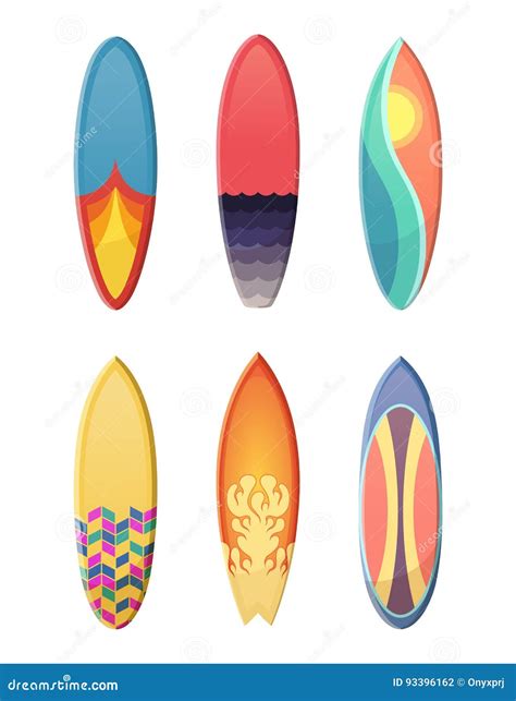 Surfboards Set Of Different Retro Colors Vector Sport Illustration