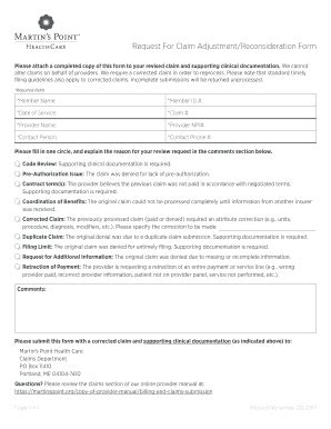 Fillable Online Martinspoint Request For Claim Adjustment