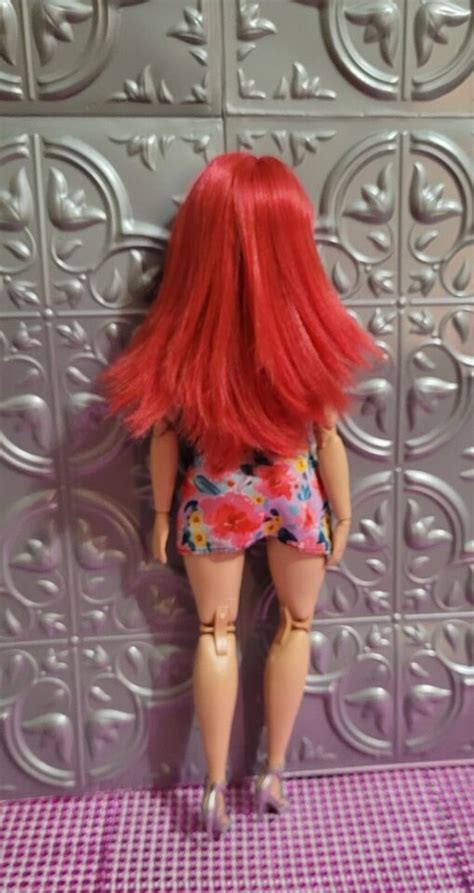 Nude Hybrid Barbie Doll Curvy Red Hair Made To Move Body Ooak