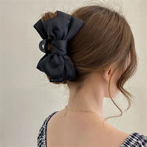 Bow Hair Claws Clip Large Shark Claw Hair Clips Solid Bowknot Hairpin