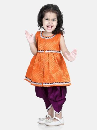 Jacquard Top With Dhoti For Girls Orange At Rs Rani Bagh