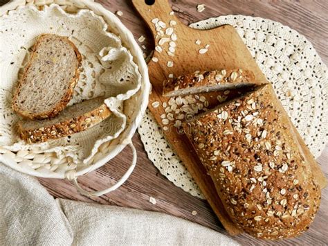 Homemade Bread Sourdough Wheat Rye Bread With Oatmeal Sesame Soy