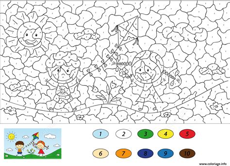 Coloriage Des Enfants Jouent Au Parc Par Numero JeColorie