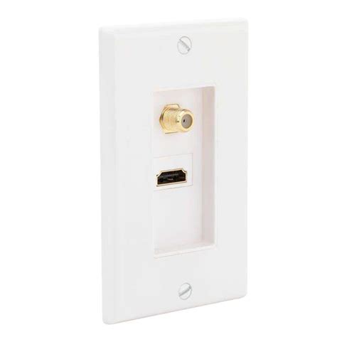 Commercial Electric Gang Hdmi And Coaxial Wall Plate White