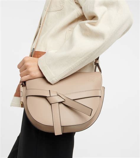 Gate Dual Small Leather And Jacquard Shoulder Bag In Beige Loewe