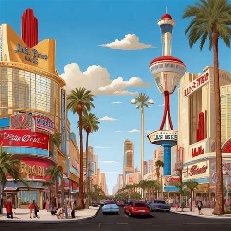 Las Vegas Strip Cartoon Art Free Stock Photo - Public Domain Pictures