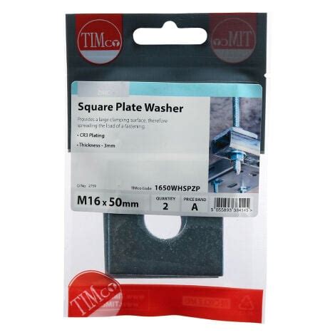 Timco Square Plate Washers Silver M X X X Pack