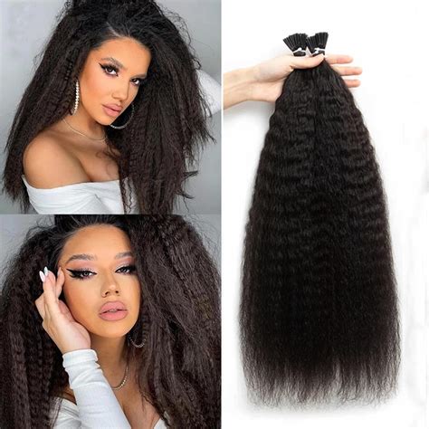 Amazon Kinky Straight I Tip Hair Extensions Human Hair Microlink