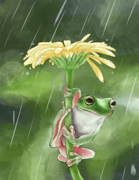 Frog With Flower Unterlag Digital Art Frog Art Watercolor Paintings