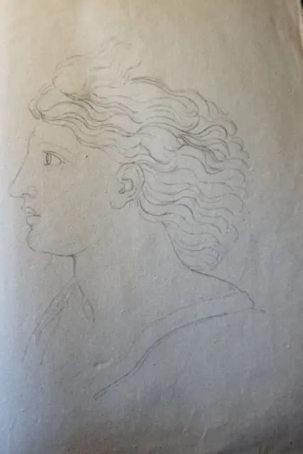 Grand Dessin Fusain Xix Neoclassique Mythologie Etude Croquis Portrait