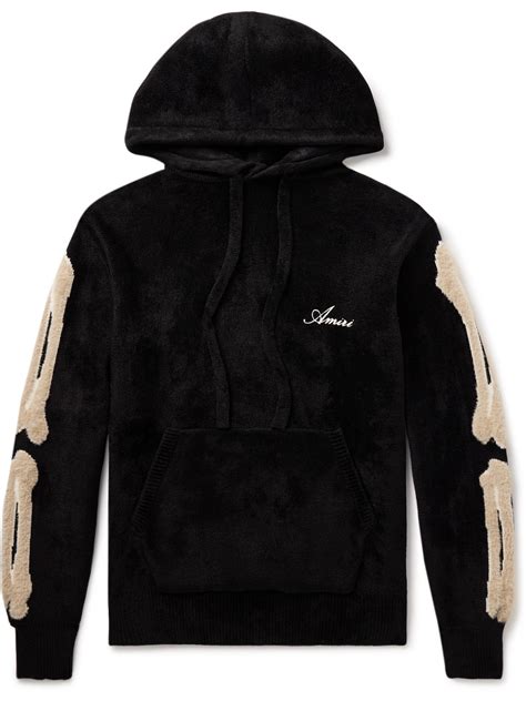 Amiri Logo Embroidered Drawstring Hoodie In Black Modesens