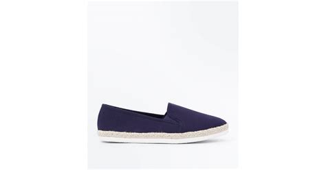 Navy Canvas Slip On Espadrilles New Look