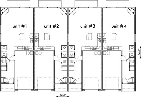 Four Plex House Plans Craftsman Row House Plansf 555