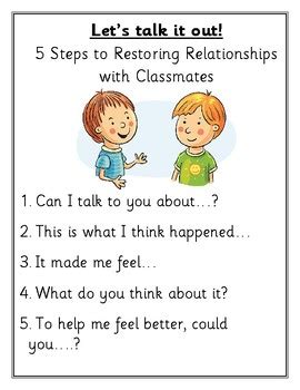 Let S Talk It Out Script For Restorative Chat Between Students Poster