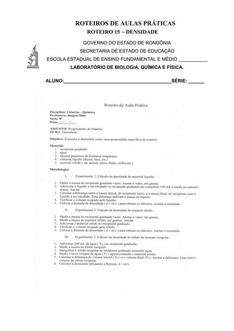 Roteiros De Aulas Práticas Roteiro 1 Microscópio óptico Pdf