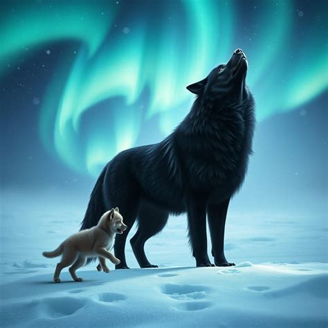 Black Wolf And Pup Black Wolf And Pup