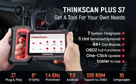 THINKCAR ThinkScan Plus S7 OBD2 Scanner ABS SRS ECM TCM BCM AC IC