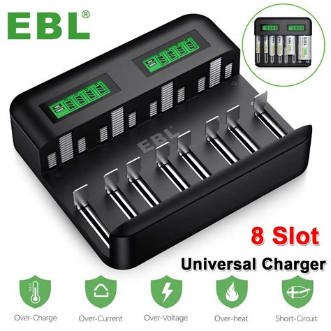 Ebl Lcd Universal Battery Charger Bay Aa Aaa C D Battery Charger