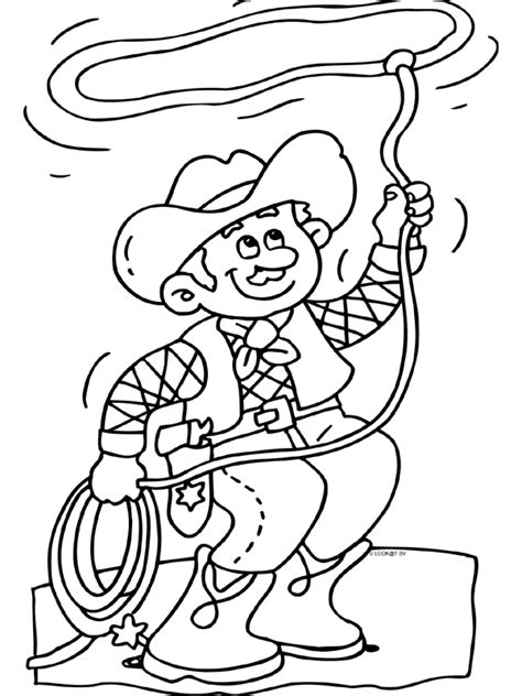 Kleurplaat Cowboy Met Lasso Kleurplaten Nl