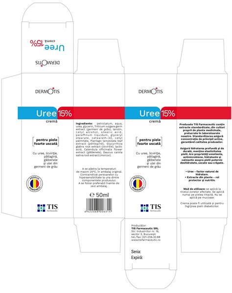 Eticheta Produs Crema Cu Uree 15 DermoTis 50 Ml Tis Farm Farmacia