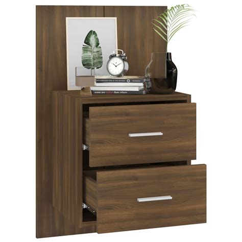 JIE Tables de chevet murales 2 pcs Chêne marron Bois d ingénierie