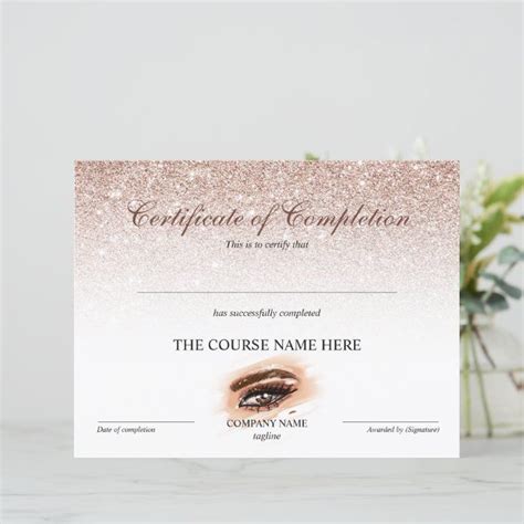 Certificate Of Completion Award Lashes Course Zazzle Certificate Of