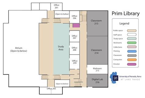 Prim Library floor maps | University Libraries | University of Nevada, Reno