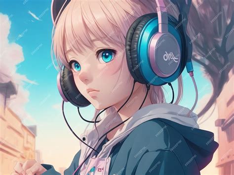 Premium Photo Beautiful Anime Girl Listening To Lofi Hip Hop Music